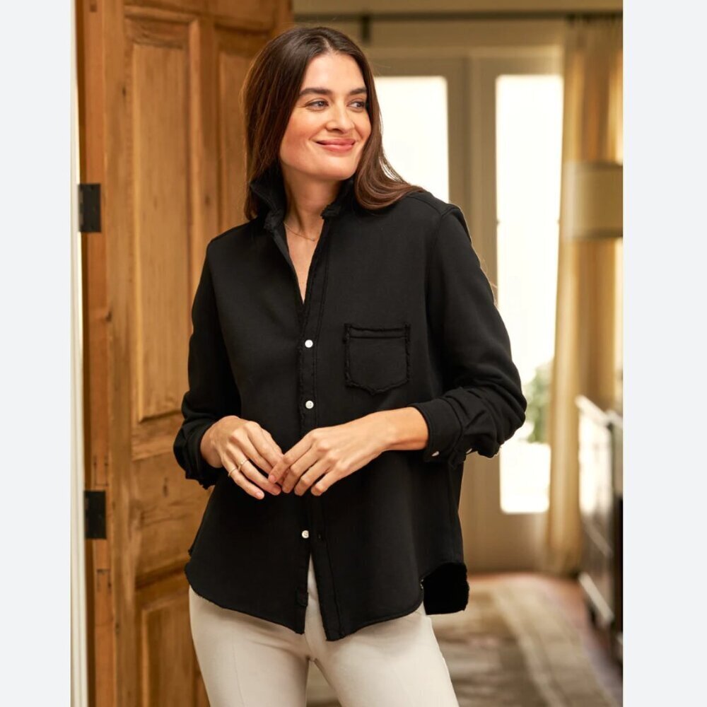 Frank & Eileen Eileen Button-Up Shirt TRIPLE FLEECE Size: M Black - Picture 2 of 16
